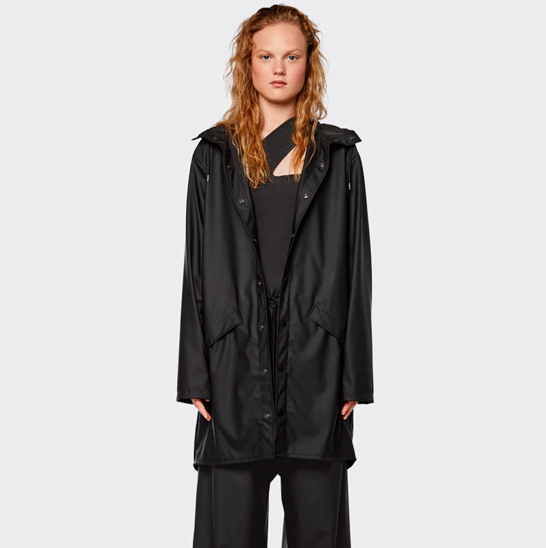 Rains Long Jacket - Black