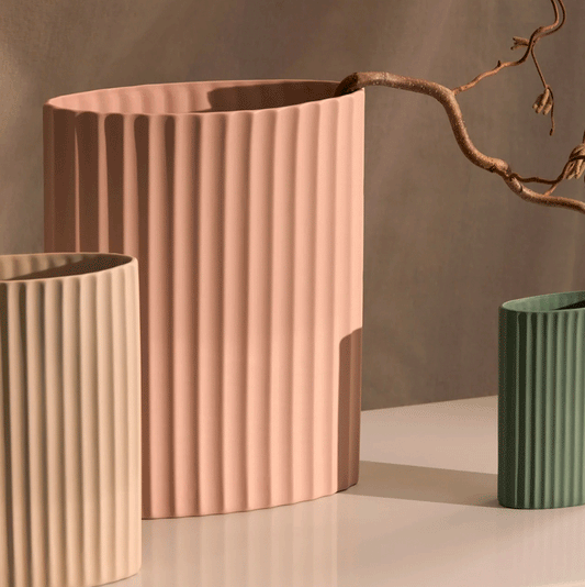 Marmoset Ripple Oval Vase Icy Pink (L)