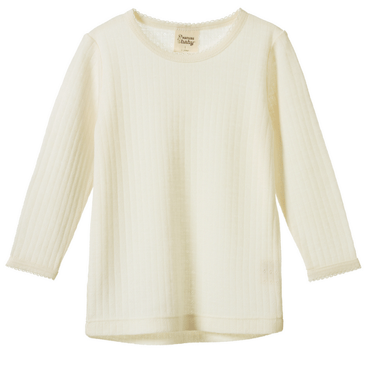 Nature Baby Merino Long Sleeve Pointelle Natural Top