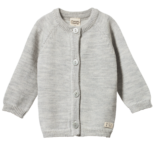 Nature Baby Merino Knit Cardigan - Light Grey Marl