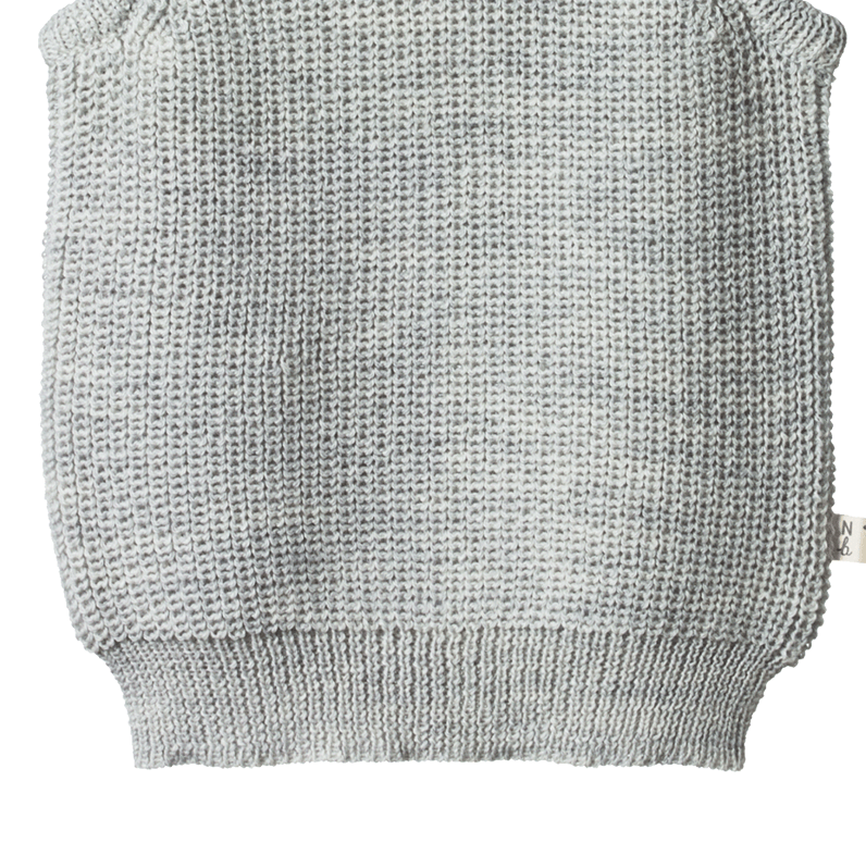 Nature Baby Merino Chunky Knit Vest Light Grey Marl