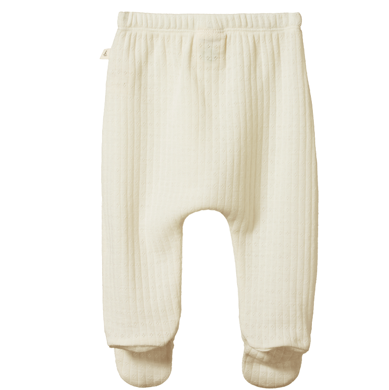 Nature Baby Merino Footed Rompers Pointelle Natural