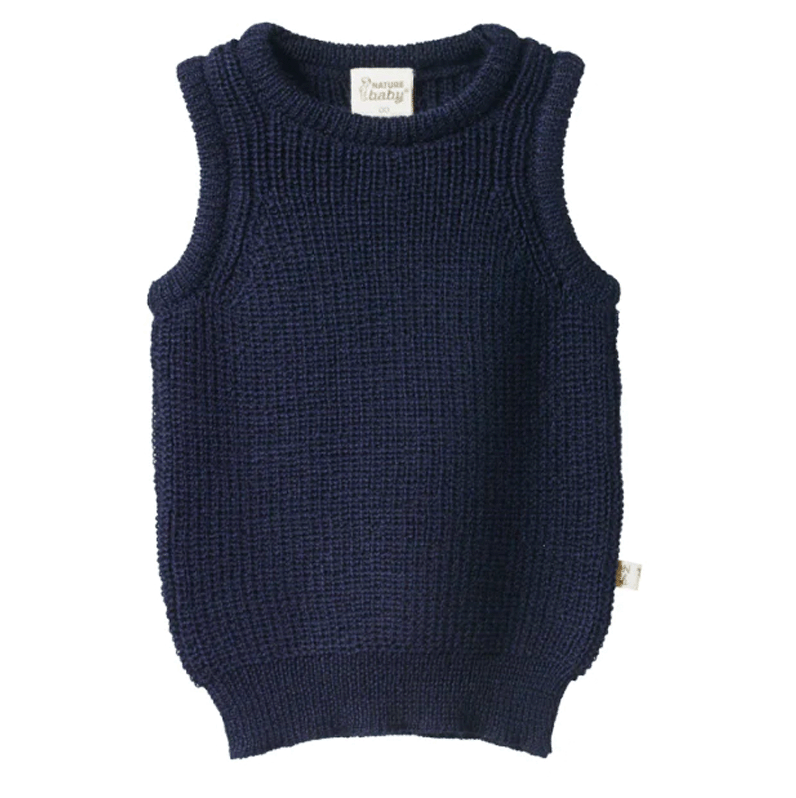 Nature Baby Merino Chunky Knit Vest Navy