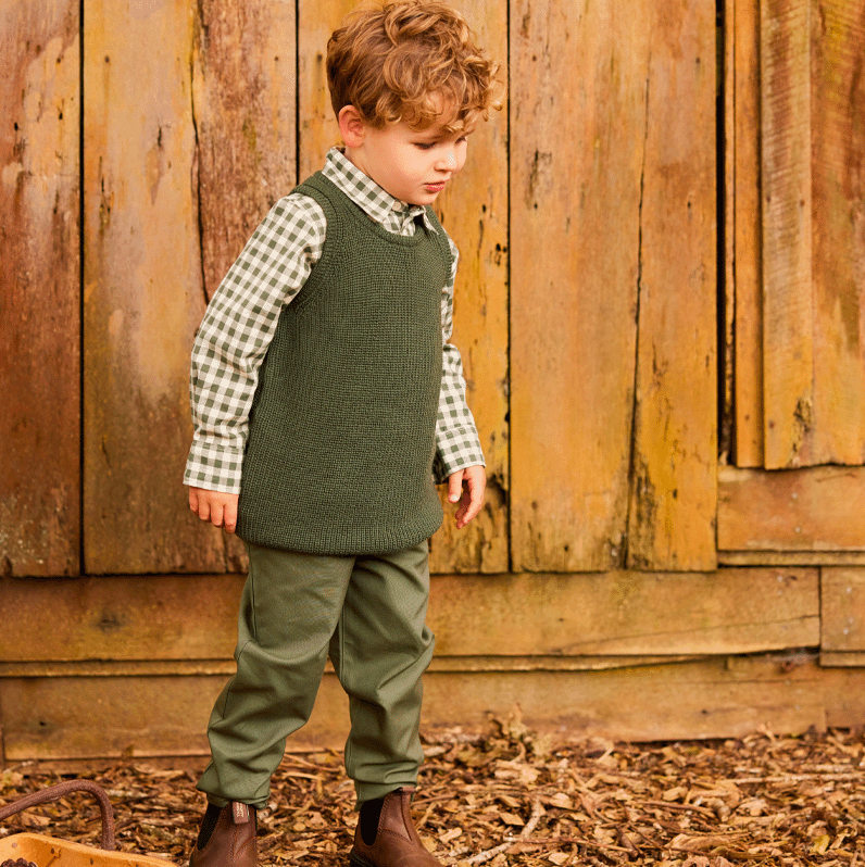 Nature Baby Merino Chunky Knit Vest Thyme