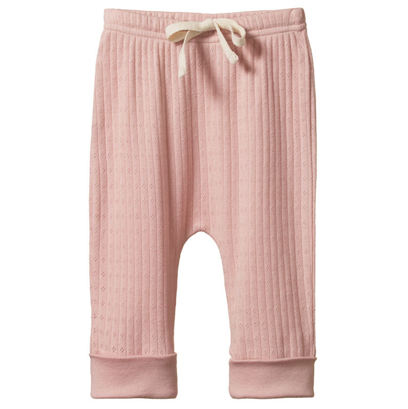 Nature Baby Drawstring Pants Pointelle Rosebud