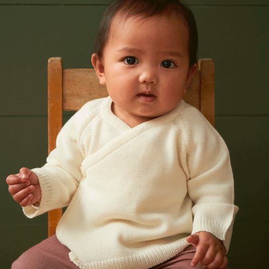 Nature Baby Merino Knit Kimono Jacket - Natural